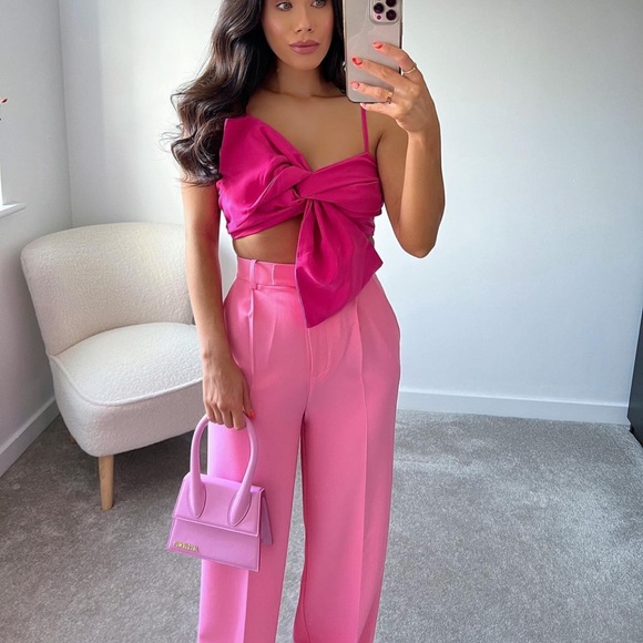 ZARA Wide Leg Pants Pink - Picture 2 of 5